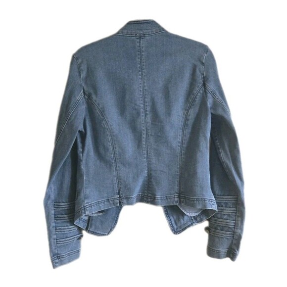 Free People Military Jean Denim Jacket Women's Small Blue Distressed - Picture 6 of 11